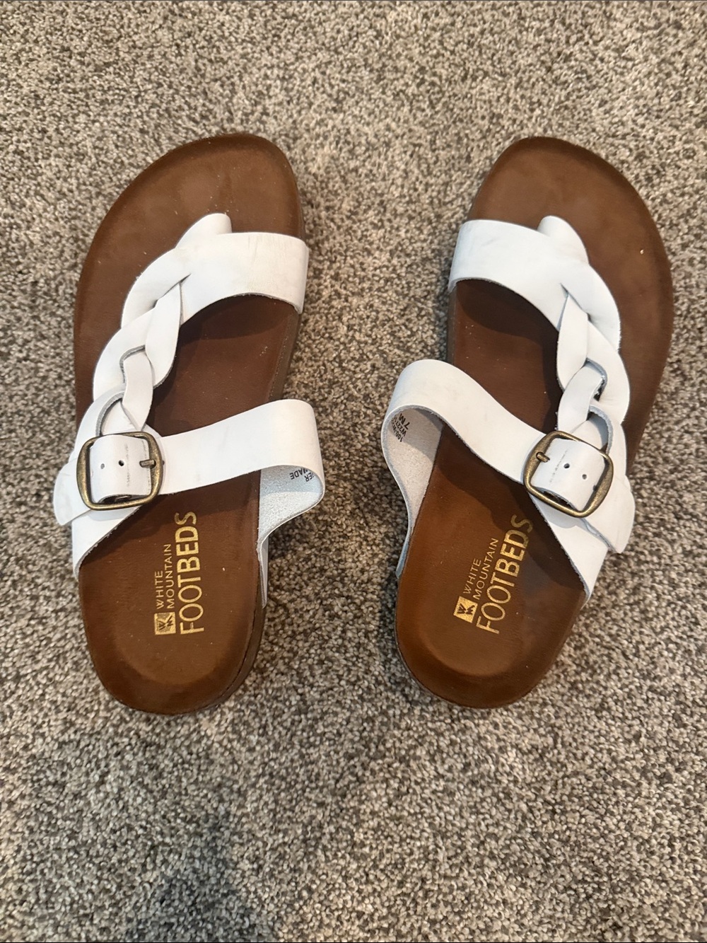 White Mountain White Braided Strap Footbed Sandals